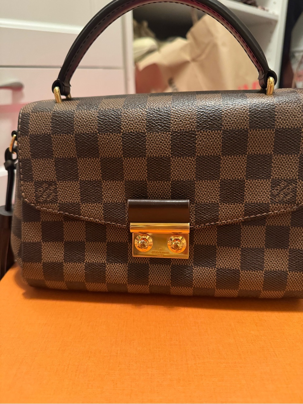 Louis Vuitton Brown Damier Top Handle Satchel with Gold Hardware - Picture 2 of 9